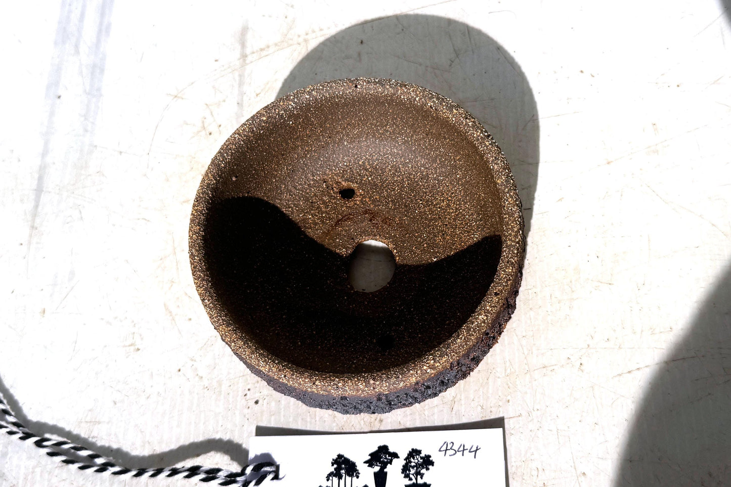 Round 11.5cm Brown Textured Stoneware Bonsai Pot