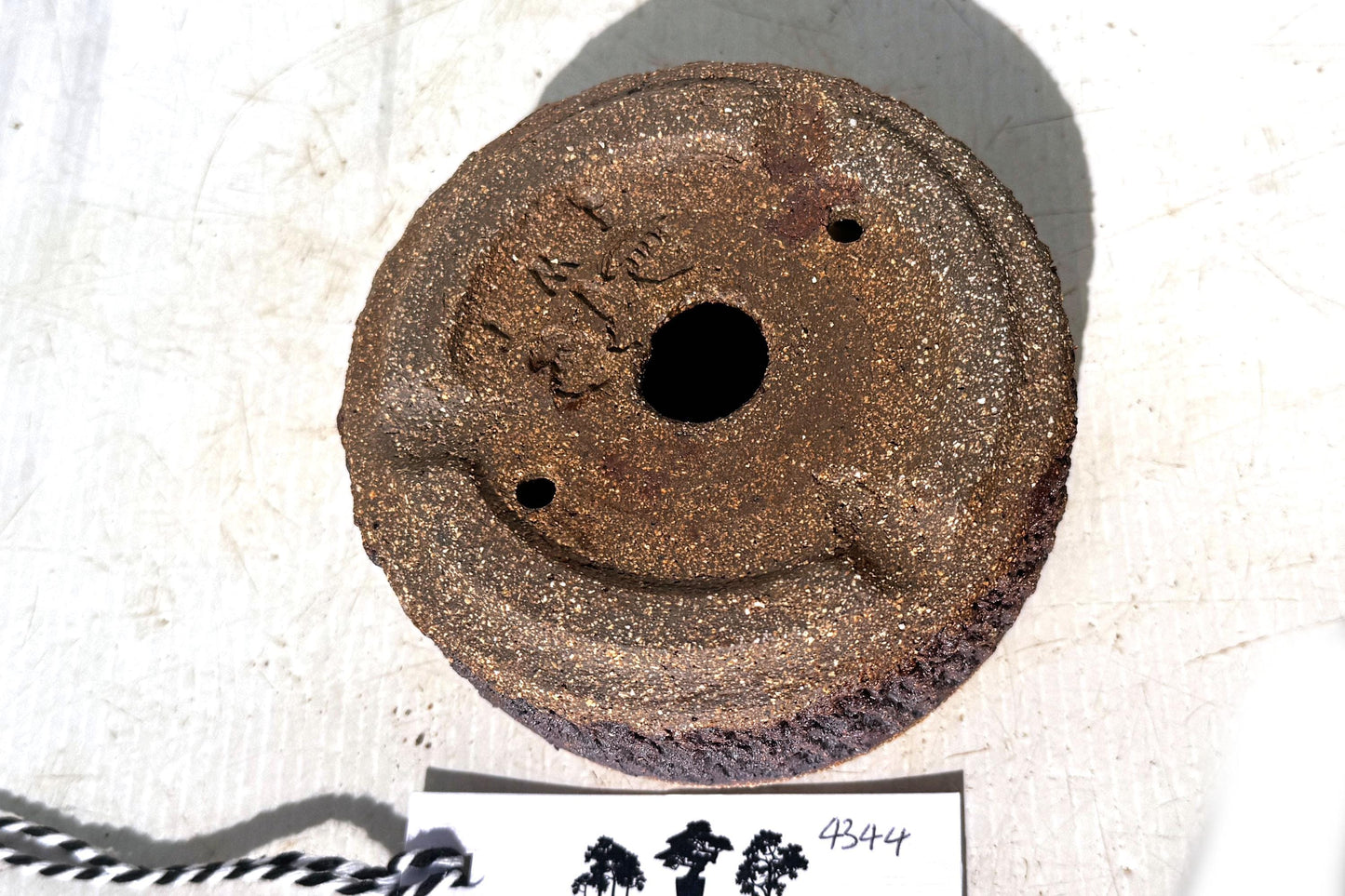 Round 11.5cm Brown Textured Stoneware Bonsai Pot