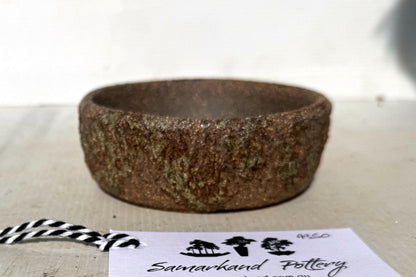 Round 11.5cm Brown Woodash Textured Finish Stoneware Bonsai Pot