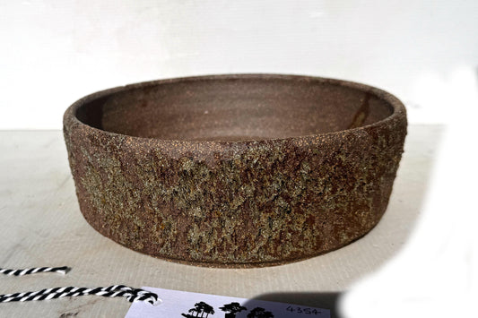 Round 21.5cm Brown Woodash Textured Finish Stoneware Bonsai Pot