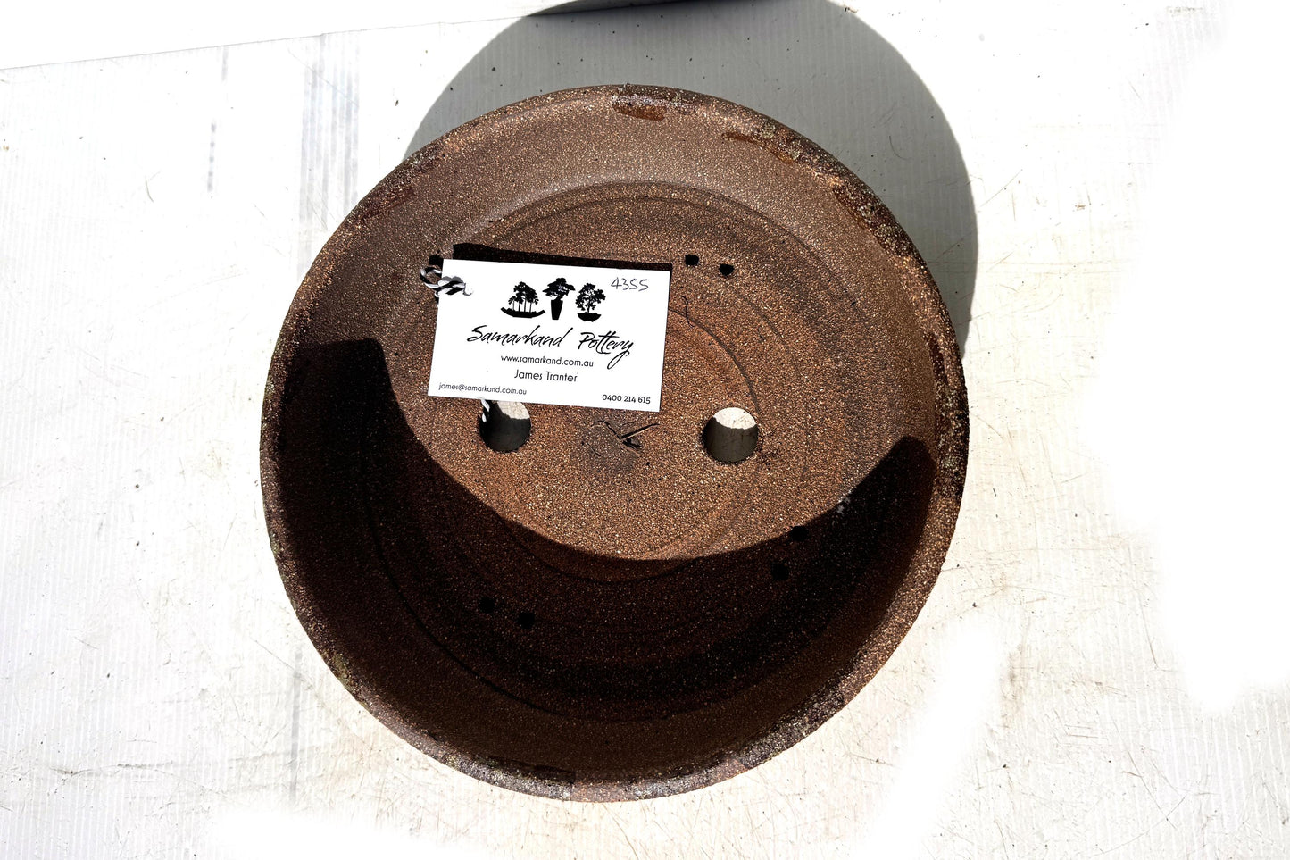 Round 24cm Brown Woodash Textured Finish Stoneware Bonsai Pot