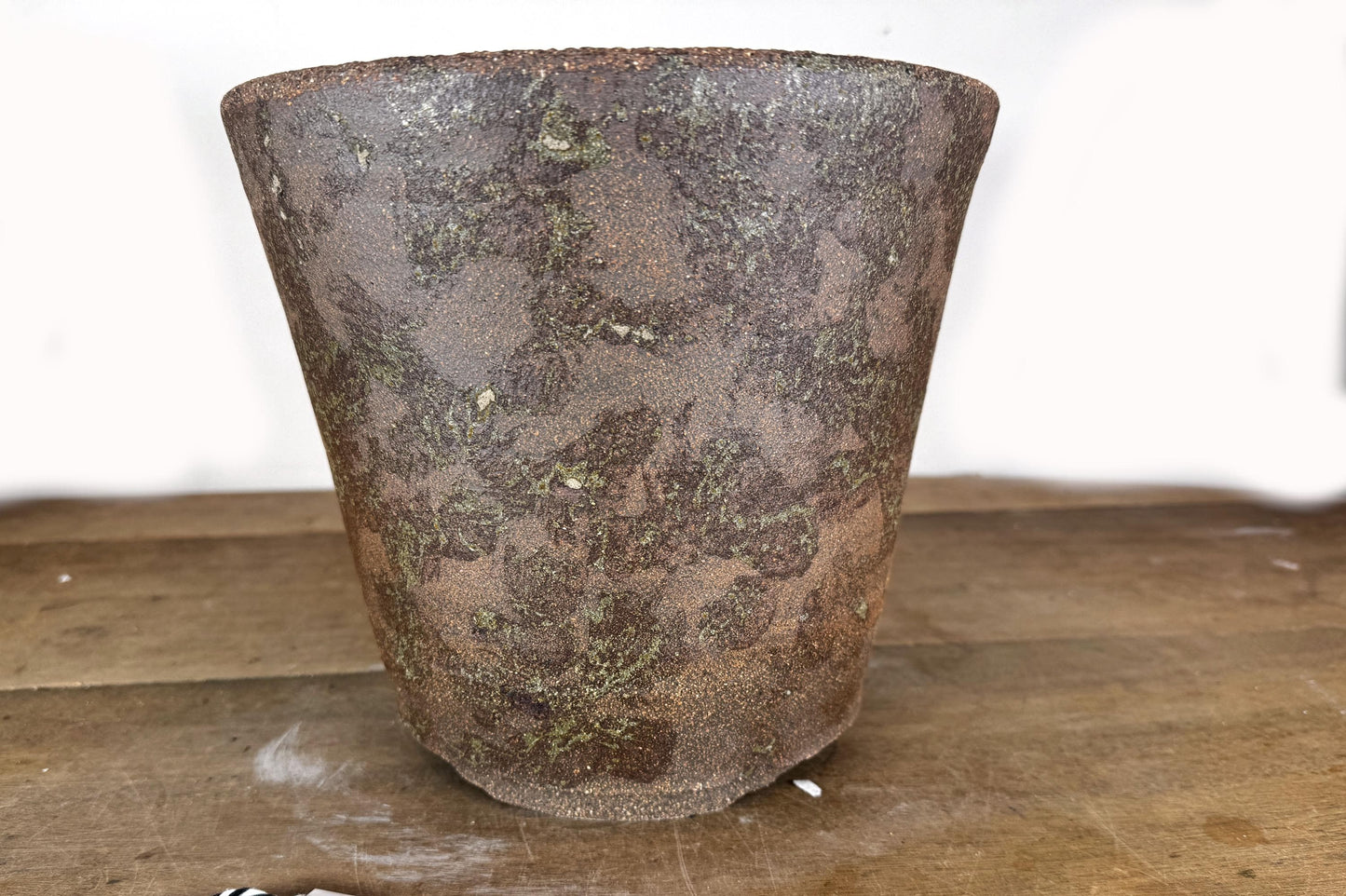 Round 24cm Brown Smooth Stoneware Woodash Bonsai Pot