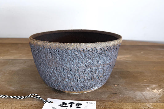 Round 19.5cm Brown Textured Stoneware Woodash Bonsai Pot