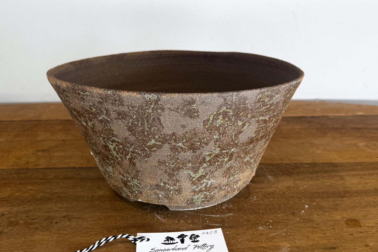 Round 30cm Brown Smooth Stoneware Woodash Bonsai Pot