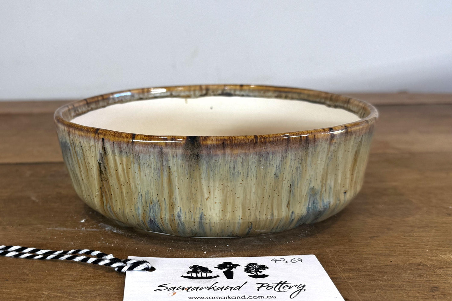 Round 19.5cm Multi-Coloured Glazed Stoneware Bonsai Pot