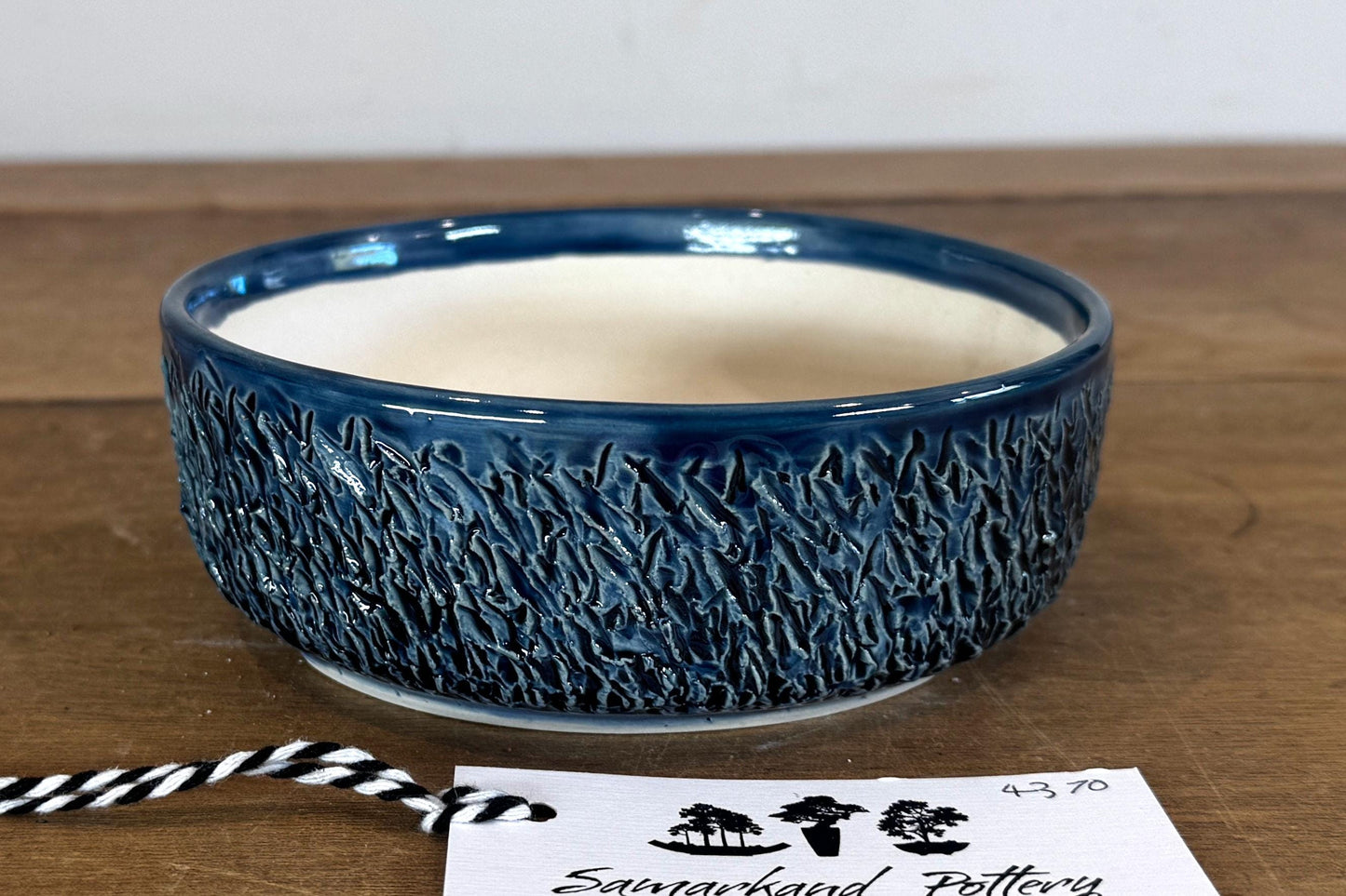 Round 15cm Blue Glazed Stoneware Bonsai Pot