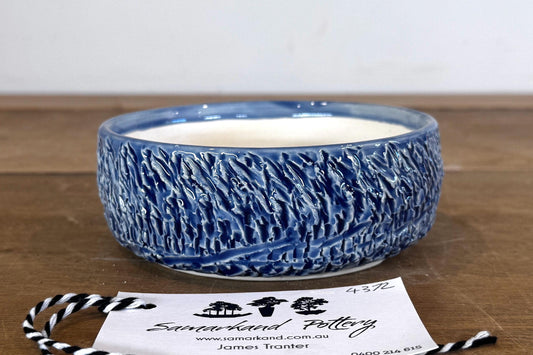 Round 13cm Blue Glazed Stoneware Bonsai Pot
