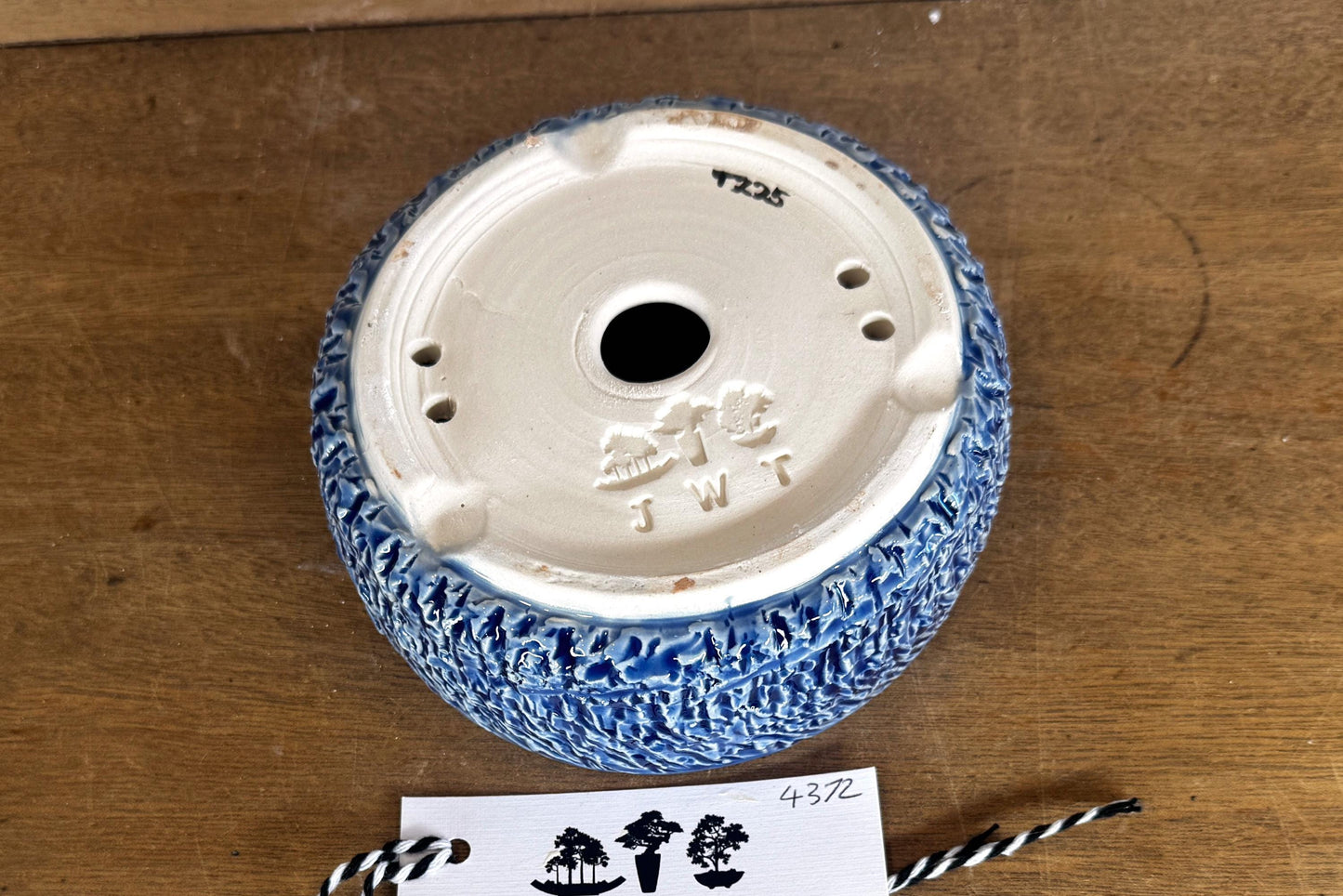 Round 13cm Blue Glazed Stoneware Bonsai Pot