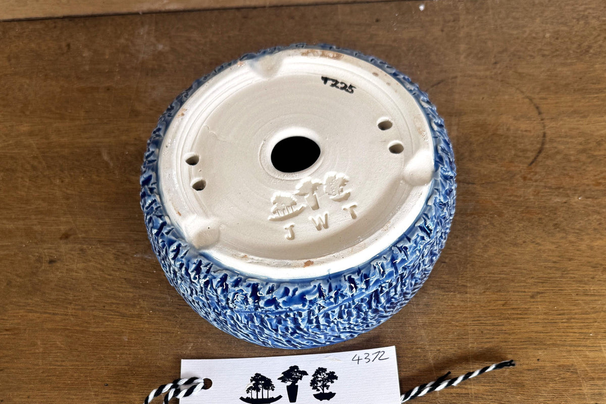 Round 13cm Blue Glazed Stoneware Bonsai Pot