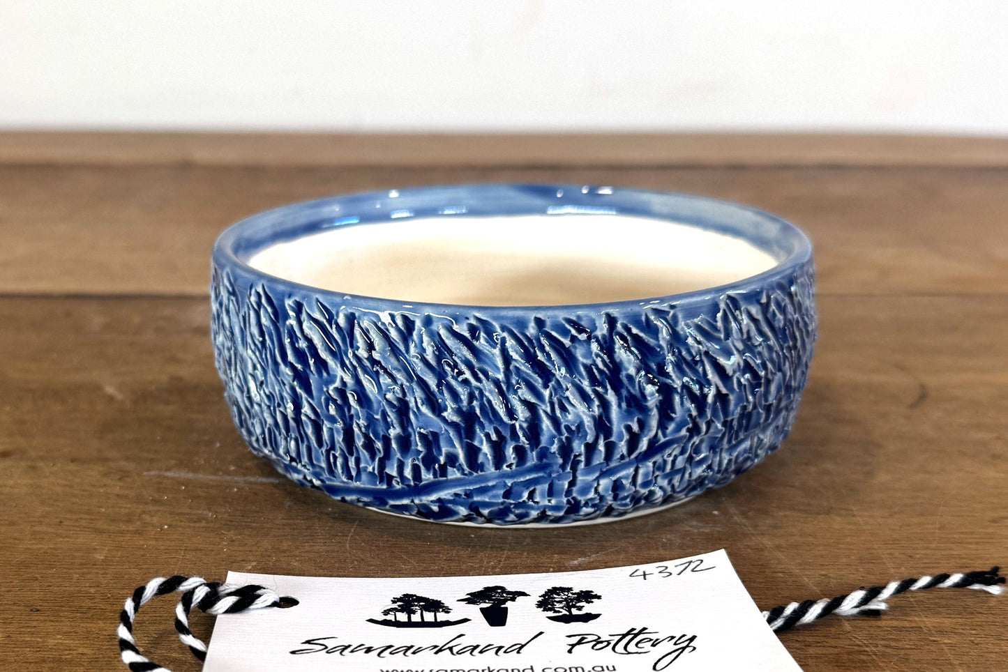 Round 13cm Blue Glazed Stoneware Bonsai Pot