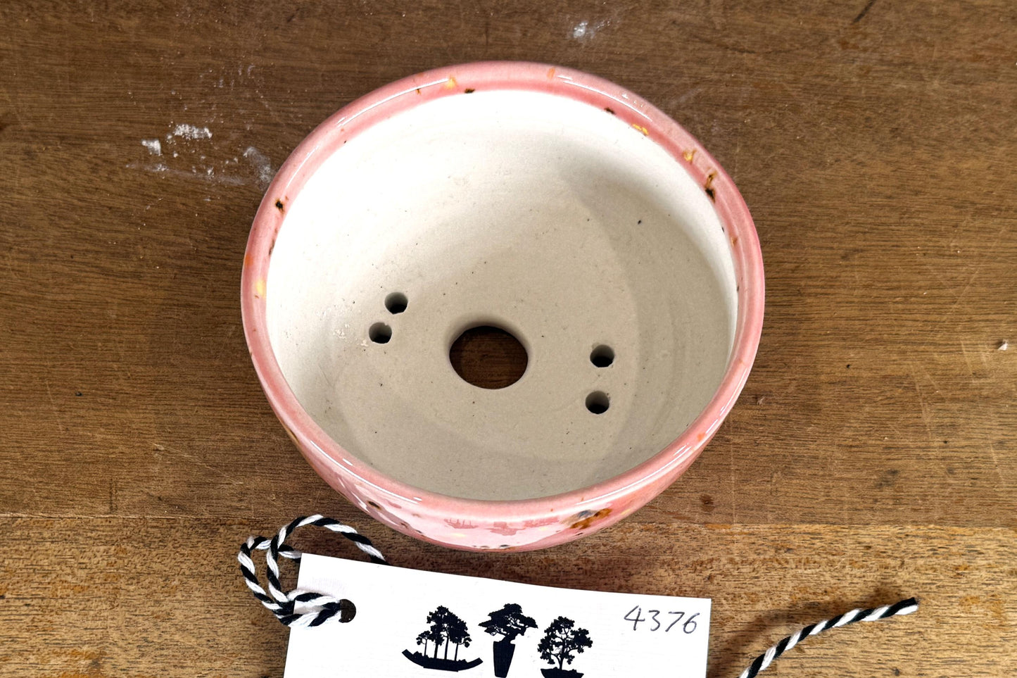 Round 11cm Pink Glazed Stoneware Bonsai Pot