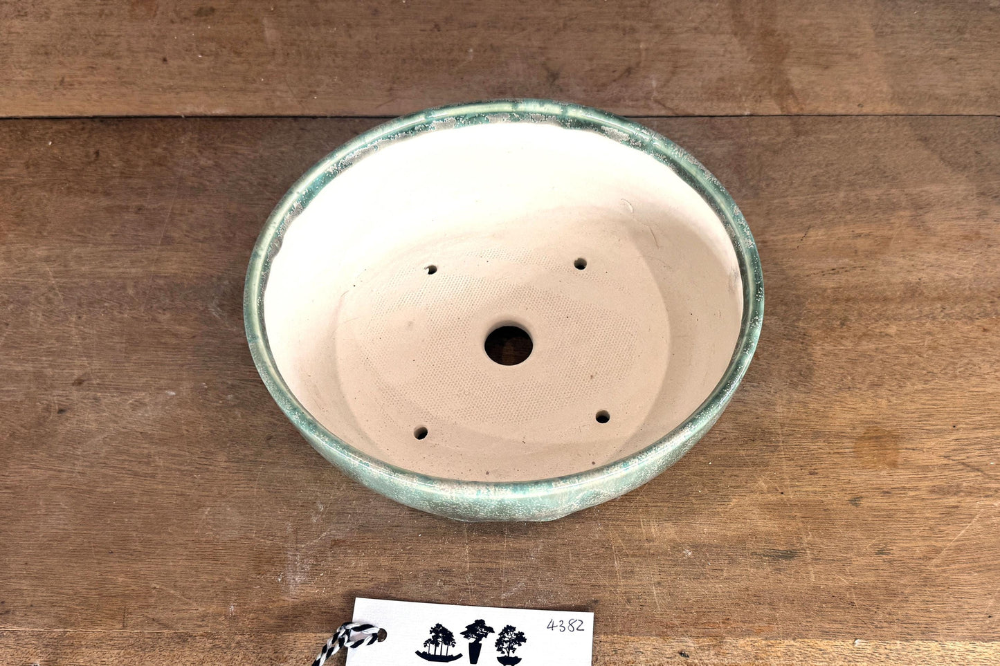 Oval 19cm Green Glazed Stoneware Bonsai Pot