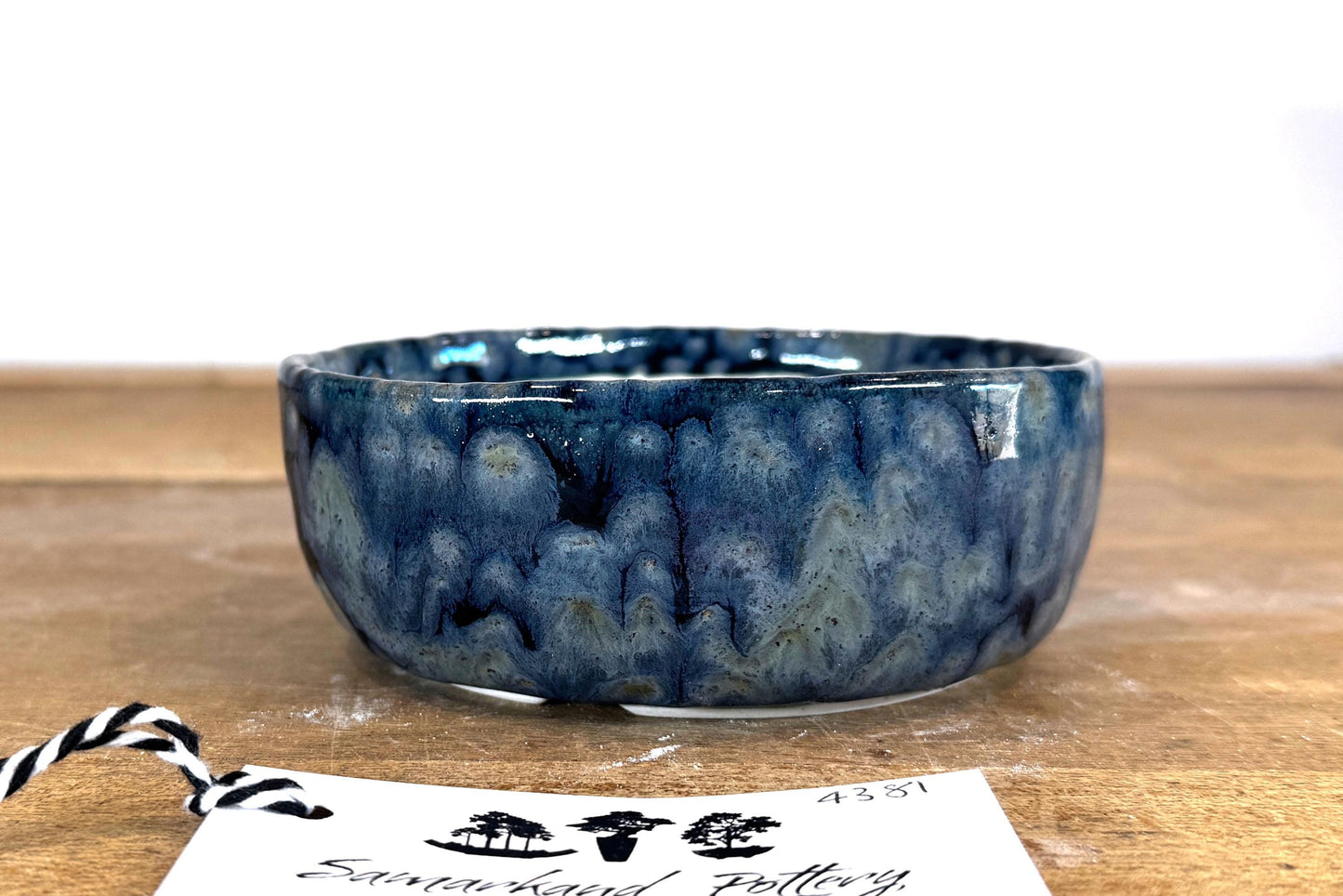 Round 13cm Blue Glazed Stoneware Bonsai Pot