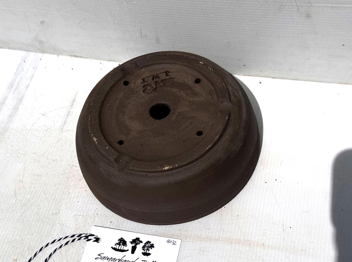 Round 19cm Black Stoneware Unglazed Bonsai Pot