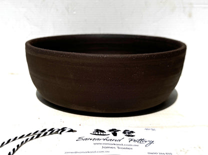 Round 19cm Black Stoneware Unglazed Bonsai Pot