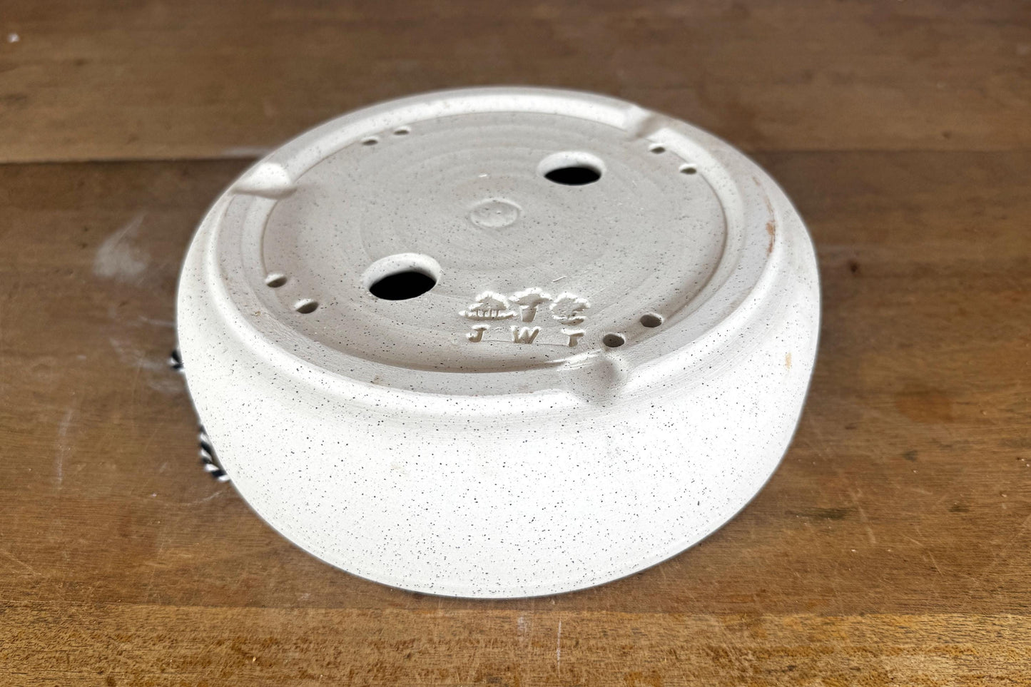Round 20cm White Stoneware Unglazed Bonsai Pot