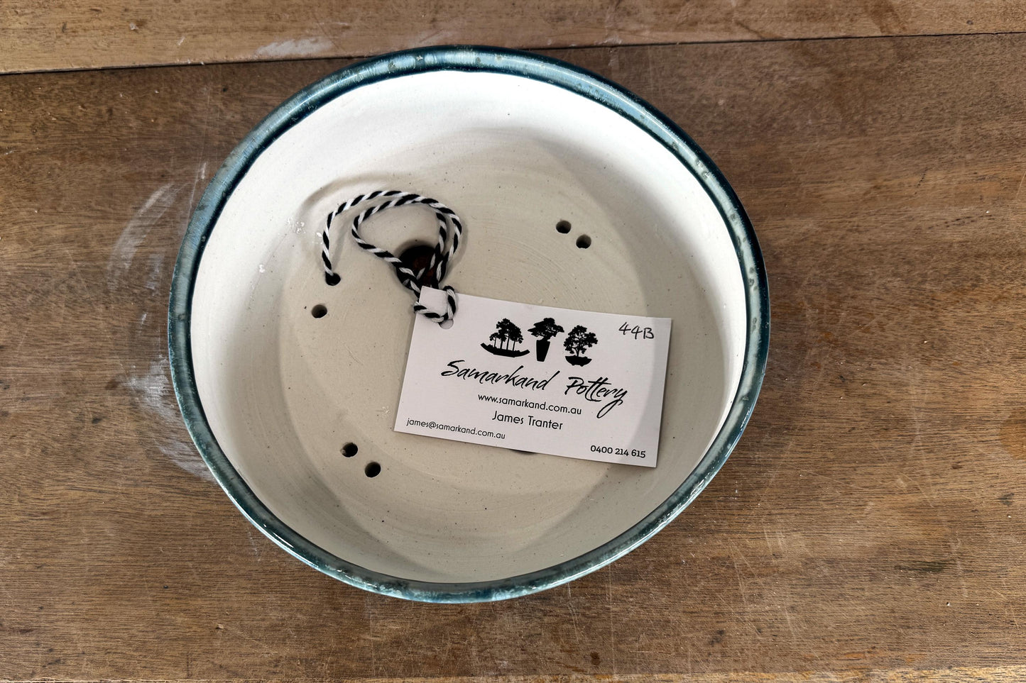 Round 18.5cm Blue Glazed Stoneware Bonsai Pot