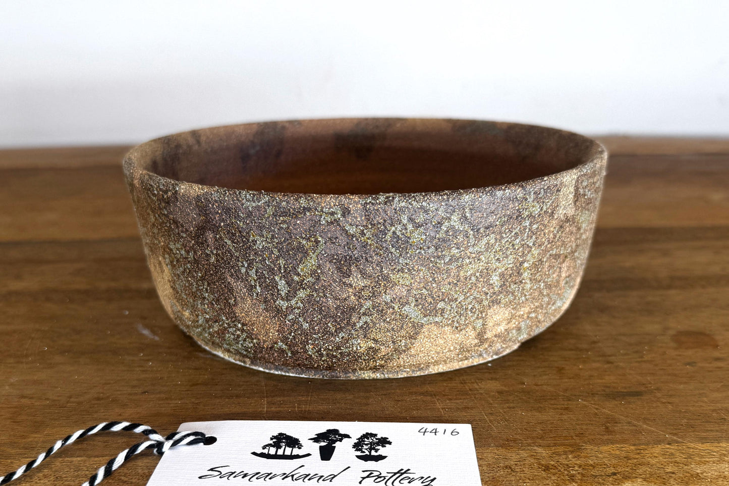 Round 19.5cm Brown Smooth Stoneware Woodash Bonsai Pot