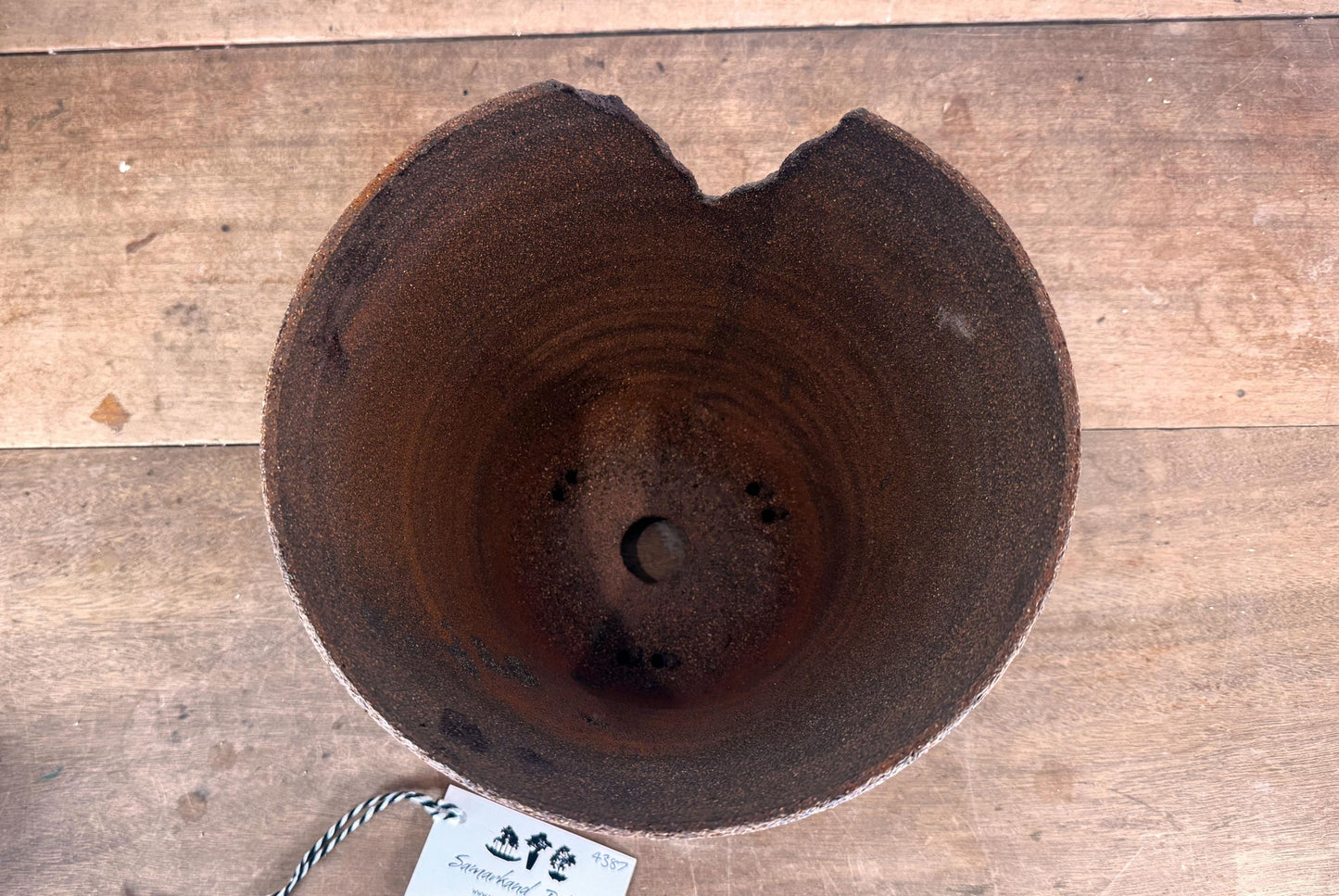 Round 24cm Brown Smooth Stoneware Woodash Bonsai Pot