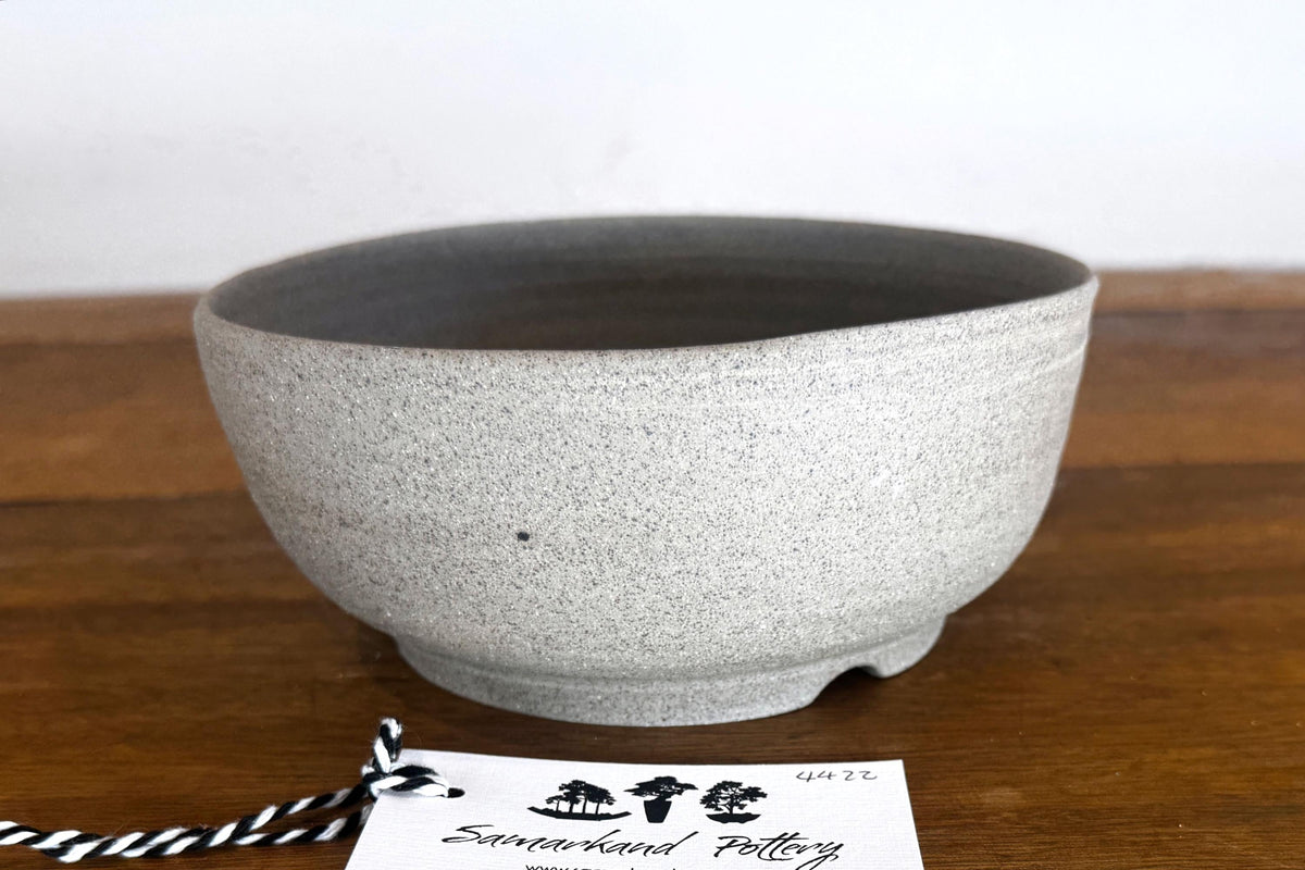 Round 18 cm Grey Smooth Stoneware Bonsai Pot