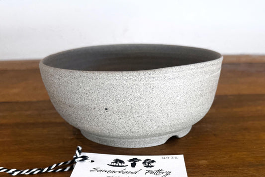 Round 18 cm Grey Smooth Stoneware Bonsai Pot