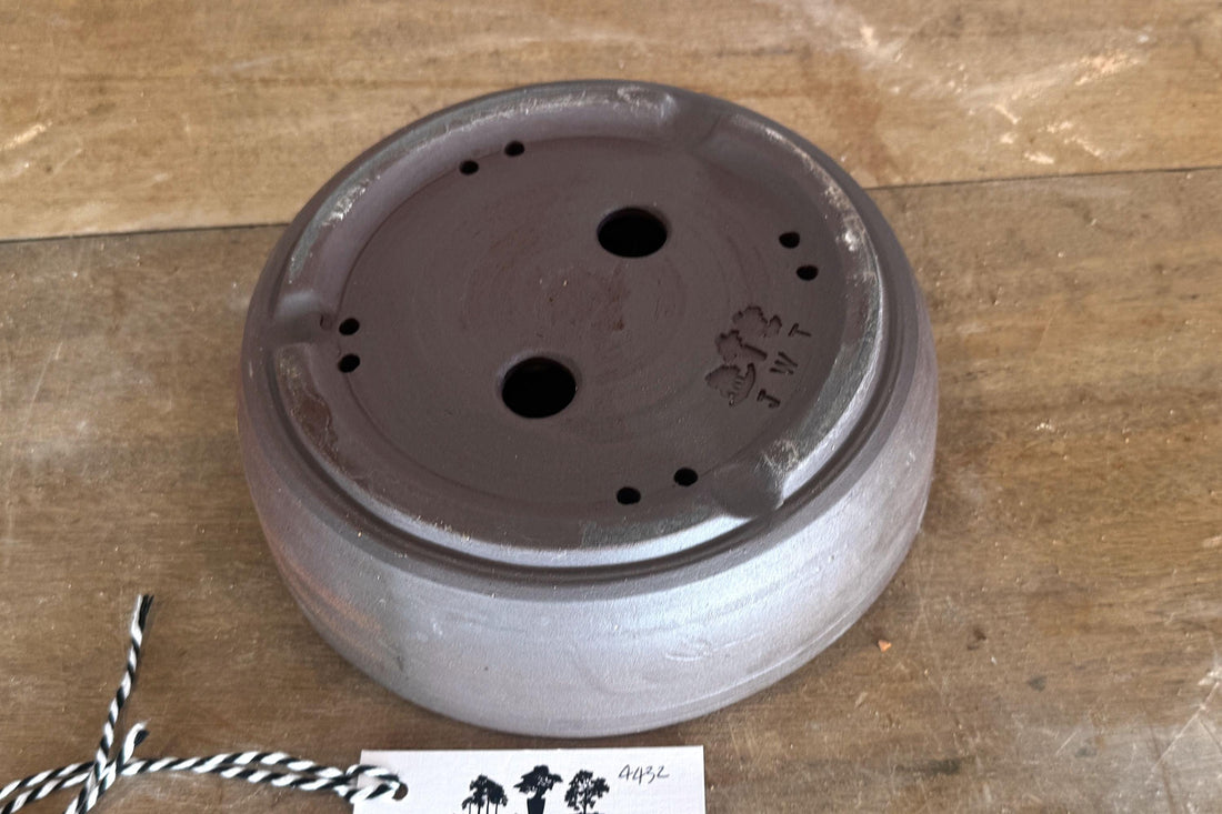 Round 20.5 cm Brown Smooth Stoneware Bonsai Pot