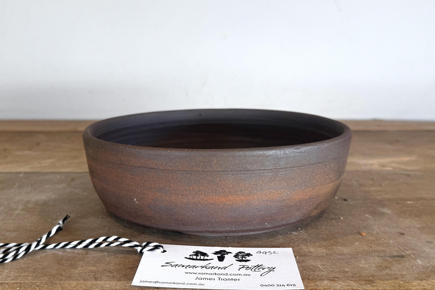 Round 20.5 cm Brown Smooth Stoneware Bonsai Pot