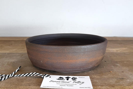 Round 20.5 cm Brown Smooth Stoneware Bonsai Pot