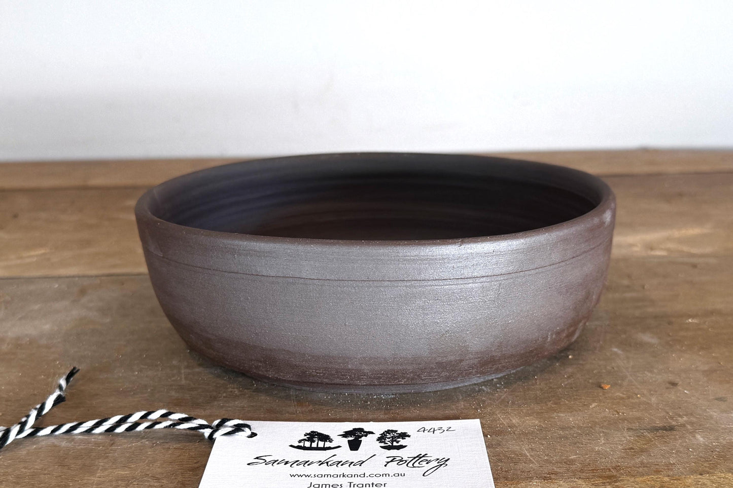 Round 20.5 cm Brown Smooth Stoneware Bonsai Pot
