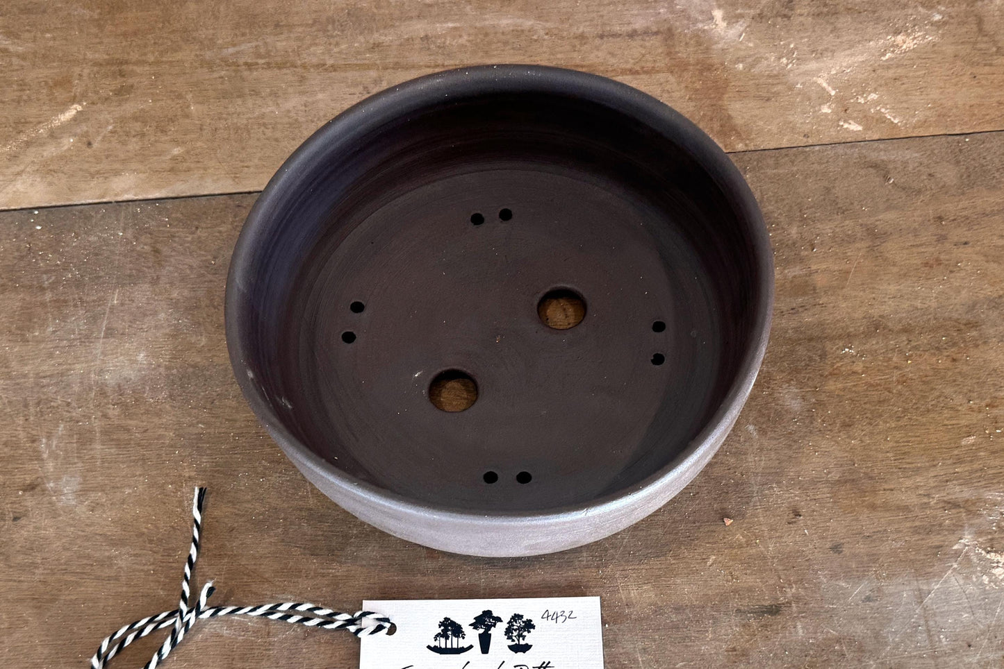 Round 20.5 cm Brown Smooth Stoneware Bonsai Pot