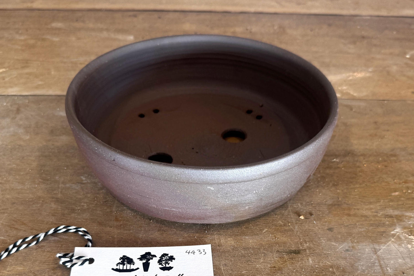 Round 20.5 cm Brown Smooth Stoneware Bonsai Pot