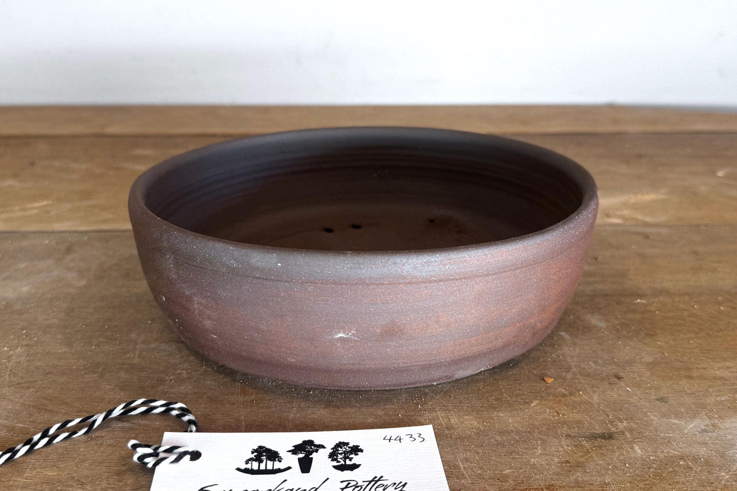 Round 20.5 cm Brown Smooth Stoneware Bonsai Pot