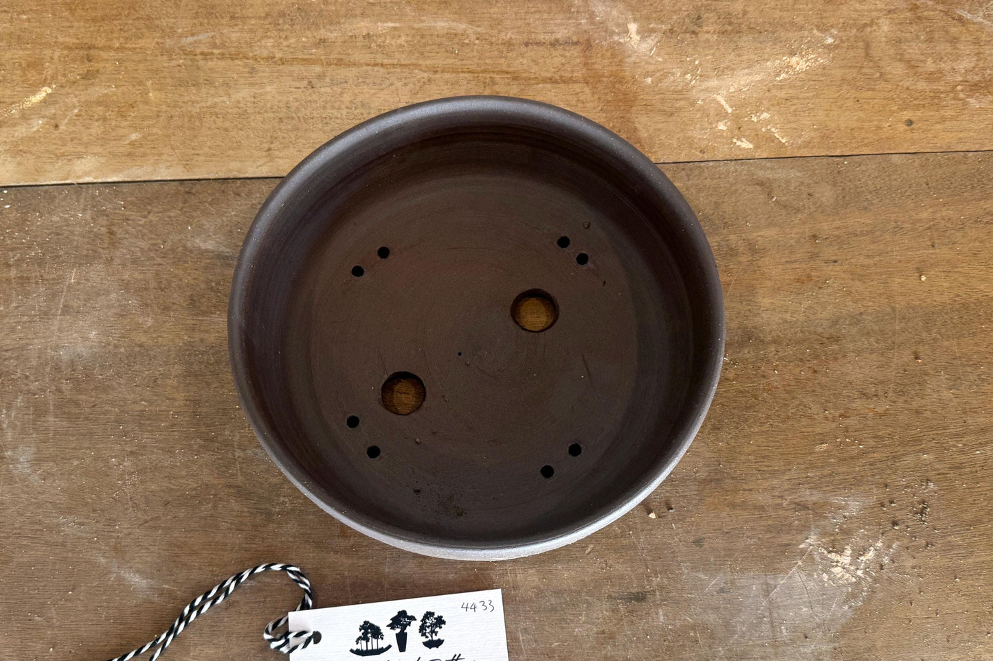 Round 20.5 cm Brown Smooth Stoneware Bonsai Pot