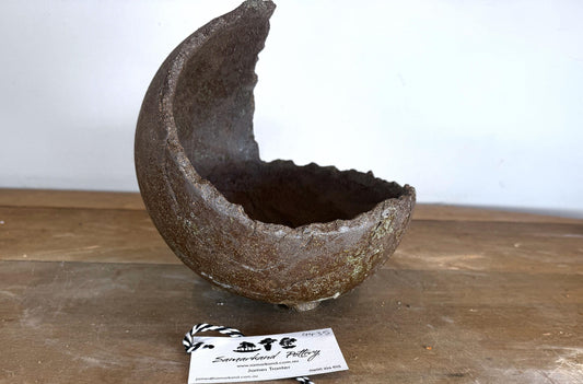 Moon 23cm Brown Stoneware Bonsai Pot