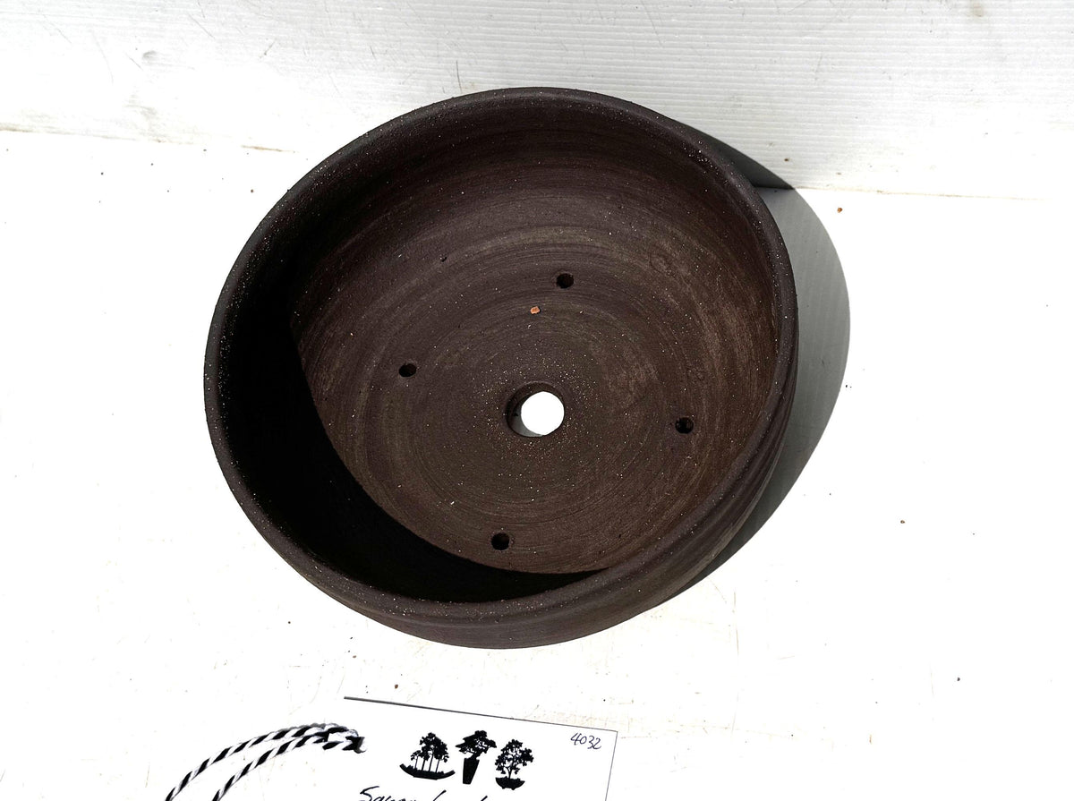 Round 19cm Black Stoneware Unglazed Bonsai Pot