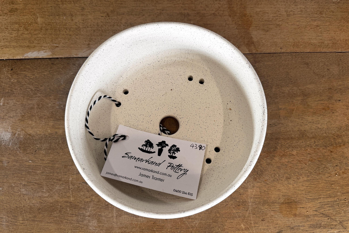 Round 17.5cm White Stoneware Unglazed Bonsai Pot