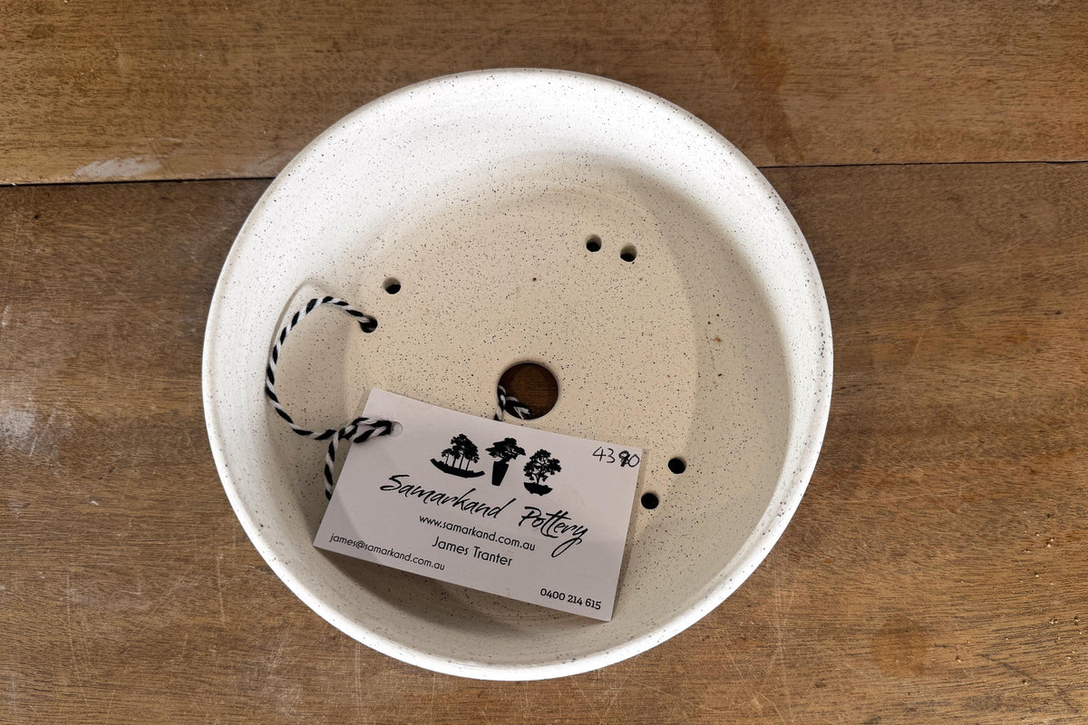 Round 17.5cm White Stoneware Unglazed Bonsai Pot