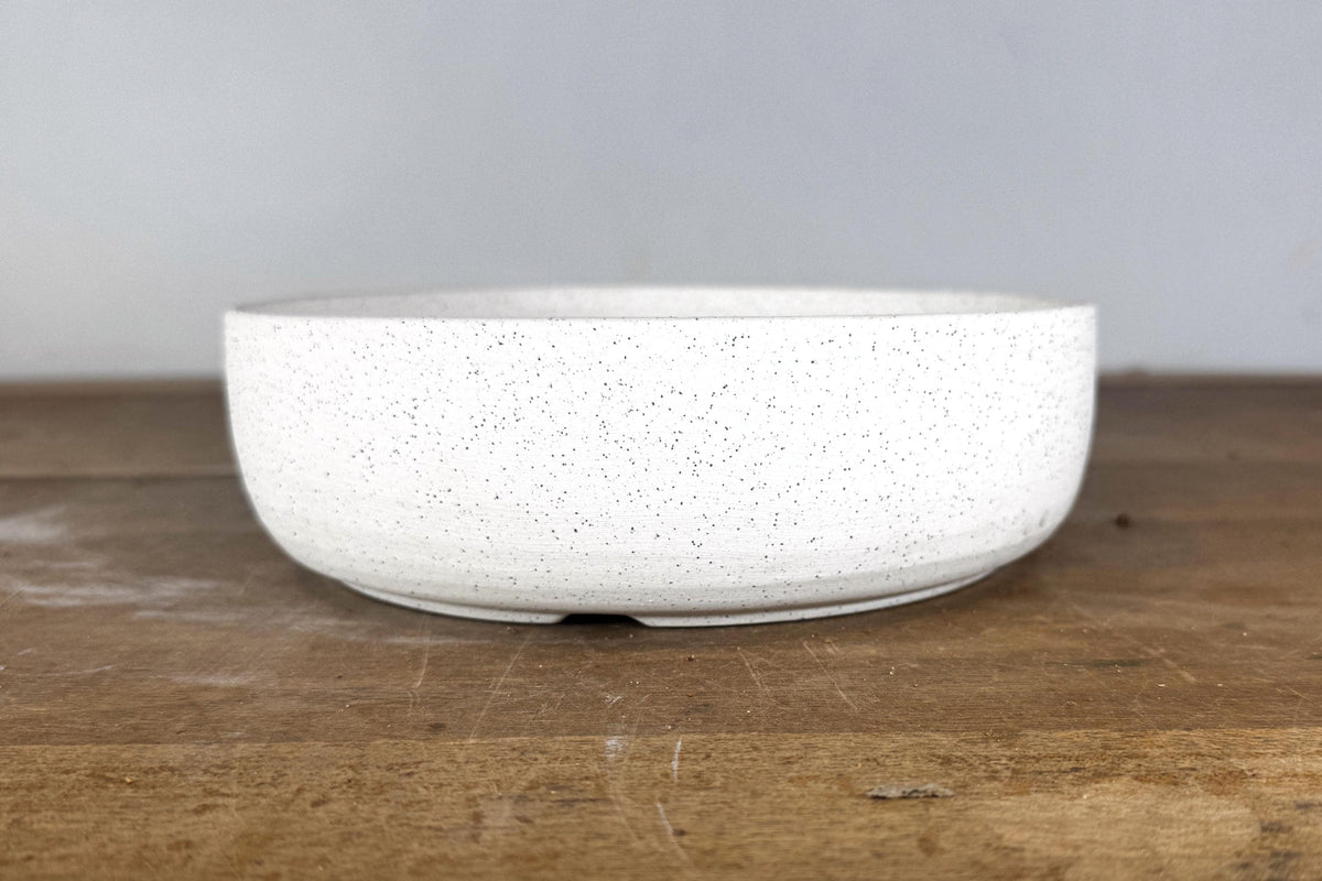 Round 20cm White Stoneware Unglazed Bonsai Pot
