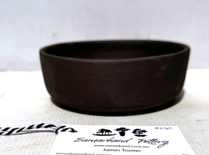 Round 15cm Black Smooth Stoneware Unglazed Bonsai Pot