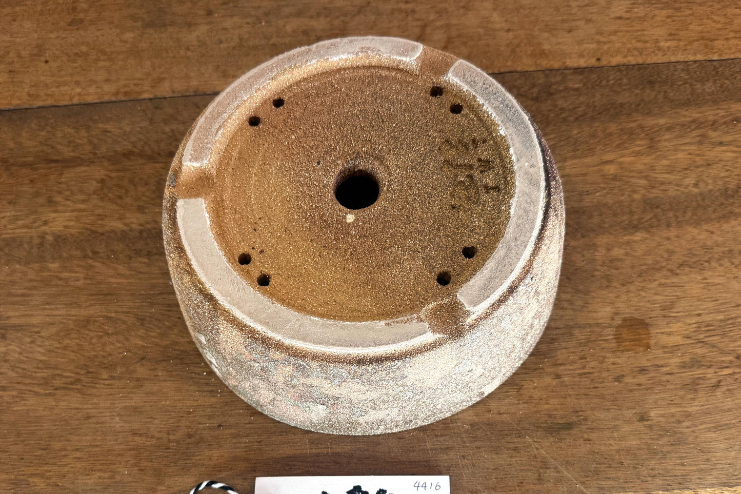 Round 19.5cm Brown Smooth Stoneware Woodash Bonsai Pot