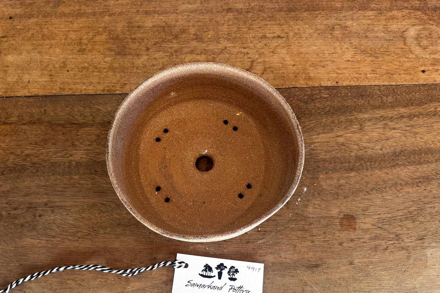 Round 19.5cm Brown Smooth Stoneware Woodash Bonsai Pot