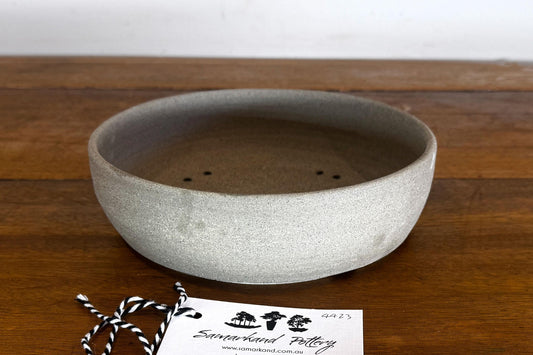 Round 18.5cm Grey Smooth Stoneware Bonsai Pot