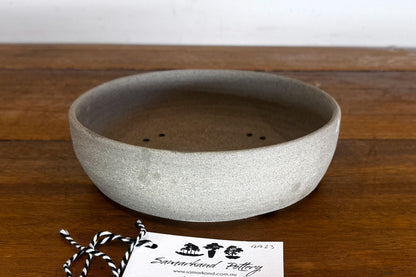 Round 18.5cm Grey Smooth Stoneware Bonsai Pot
