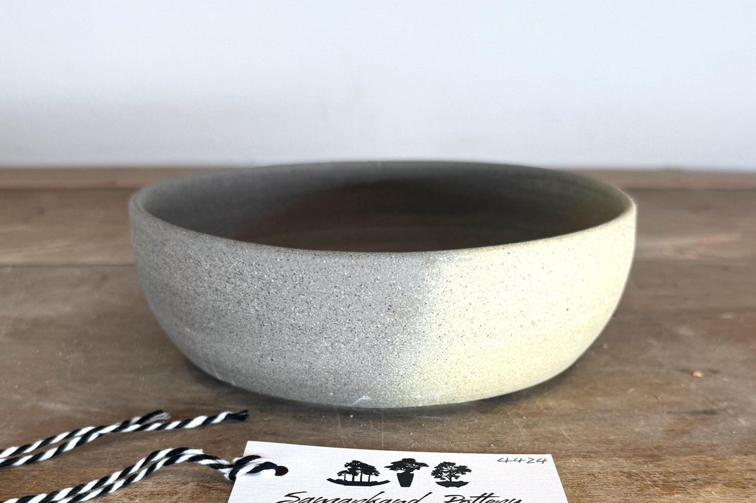 Round 20 cm Grey Smooth Stoneware Bonsai Pot