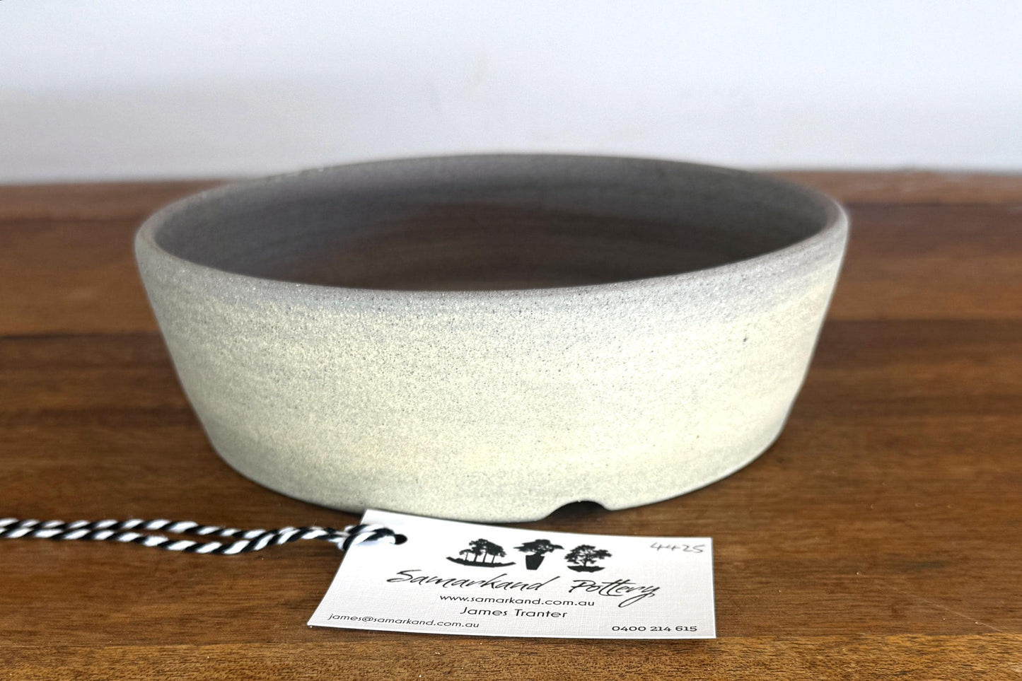 Round 21.5cm Beige Smooth Stoneware Bonsai Pot