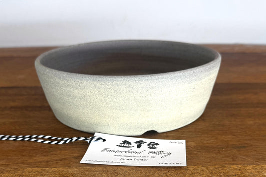 Round 21.5cm Beige Smooth Stoneware Bonsai Pot