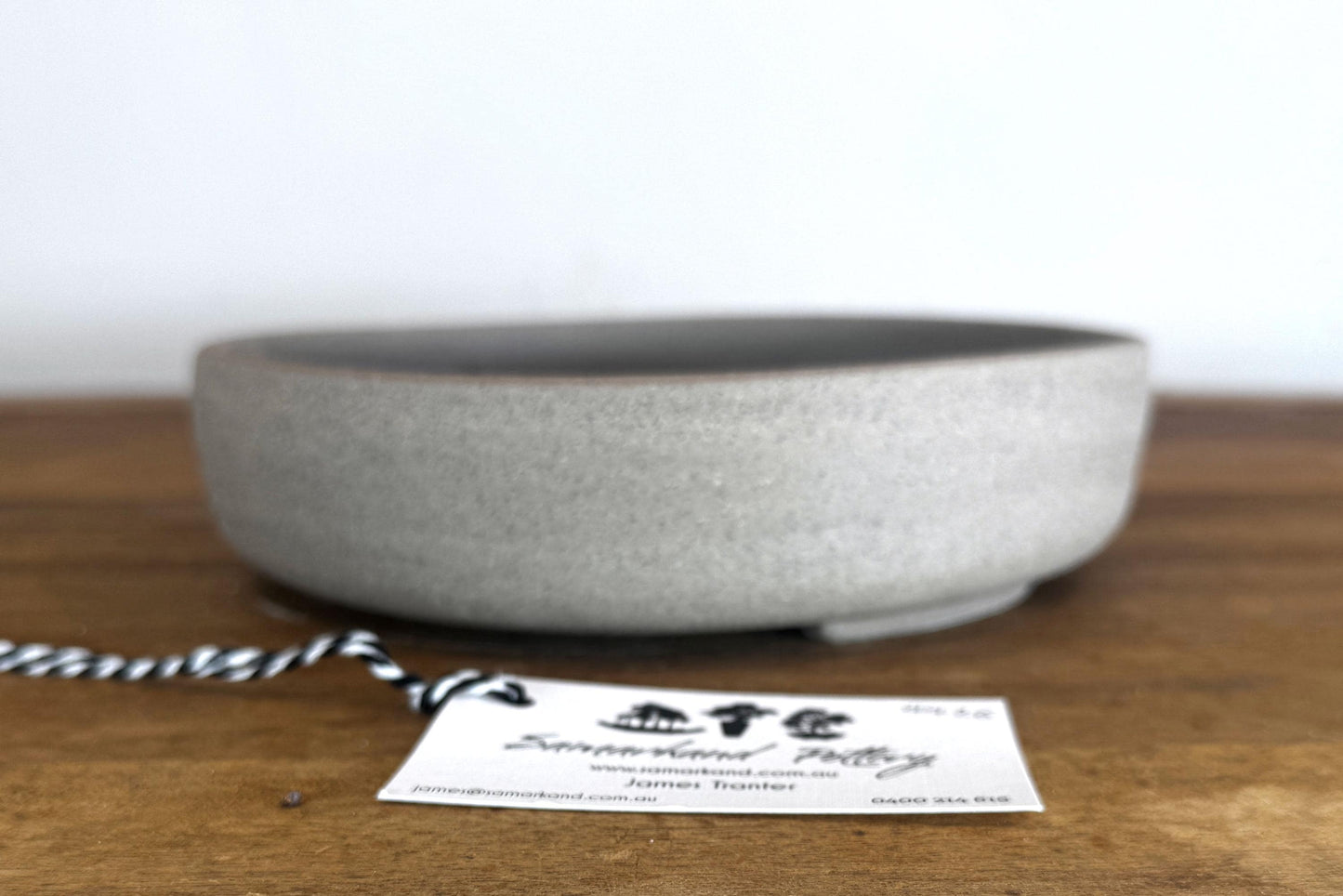 Round 22cm Grey Smooth Stoneware Bonsai Pot