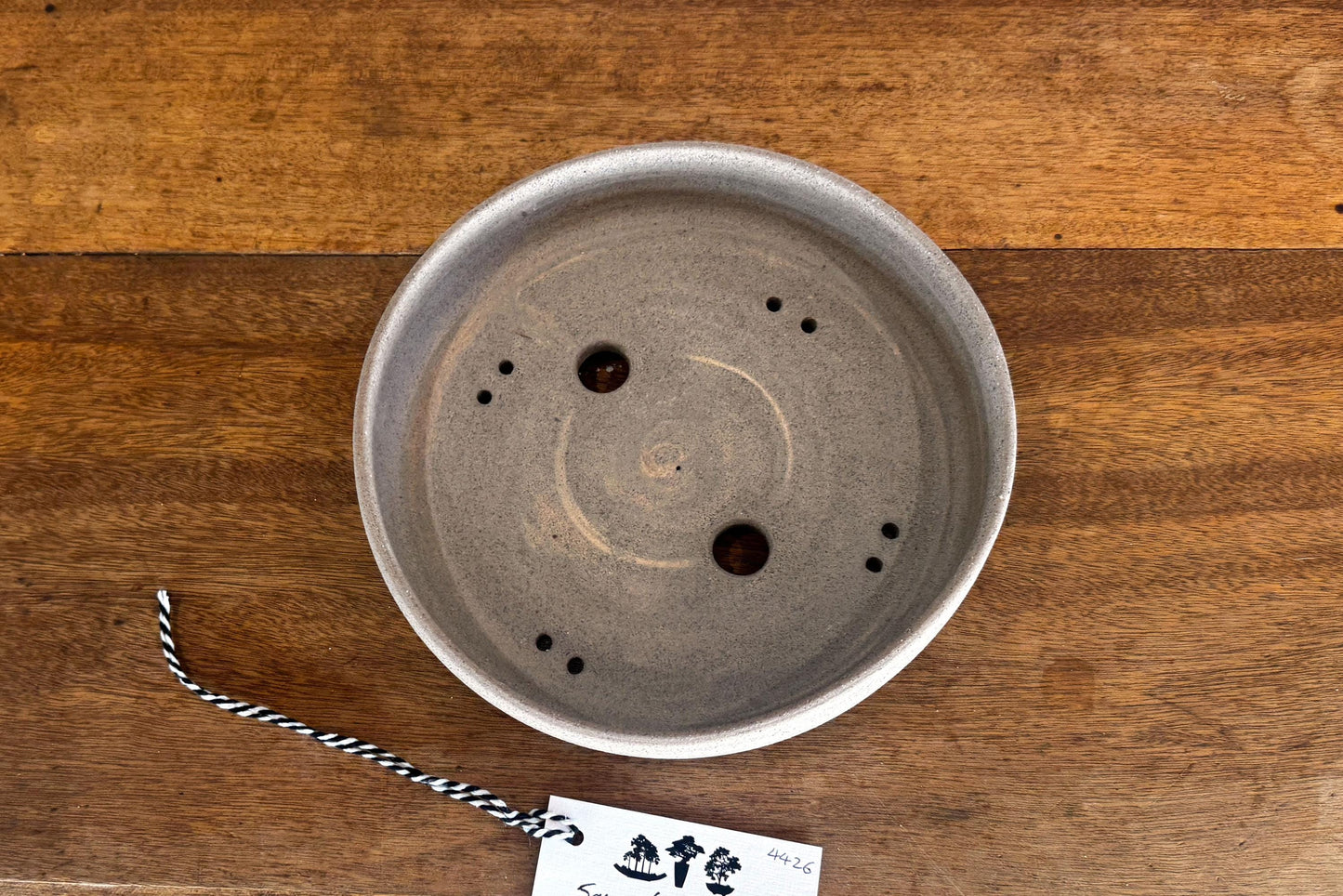 Round 22cm Grey Smooth Stoneware Bonsai Pot
