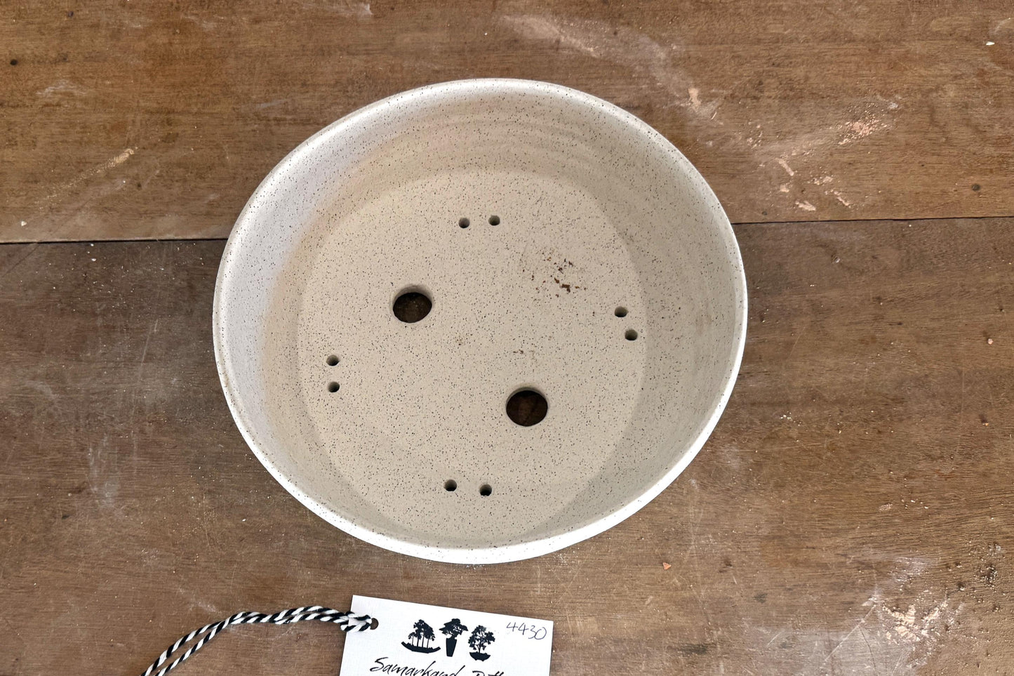 Round 23cm White Stoneware Unglazed Bonsai Pot