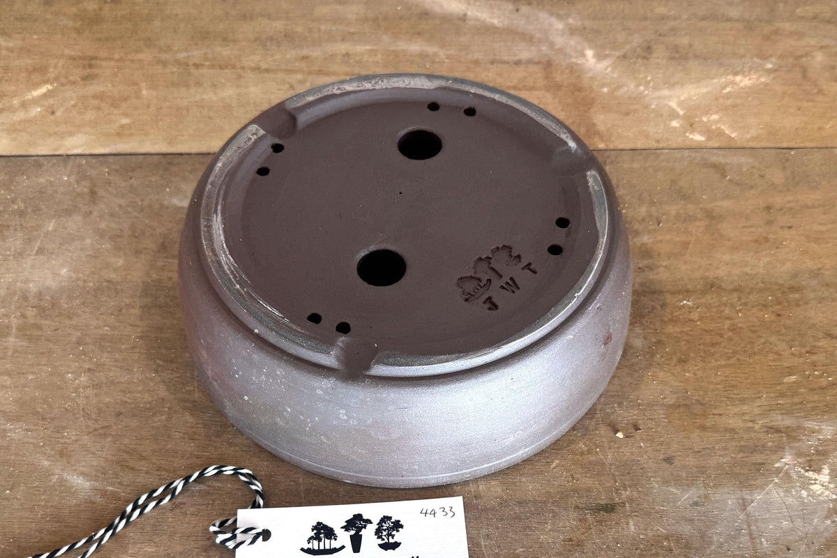 Round 20.5 cm Brown Smooth Stoneware Bonsai Pot